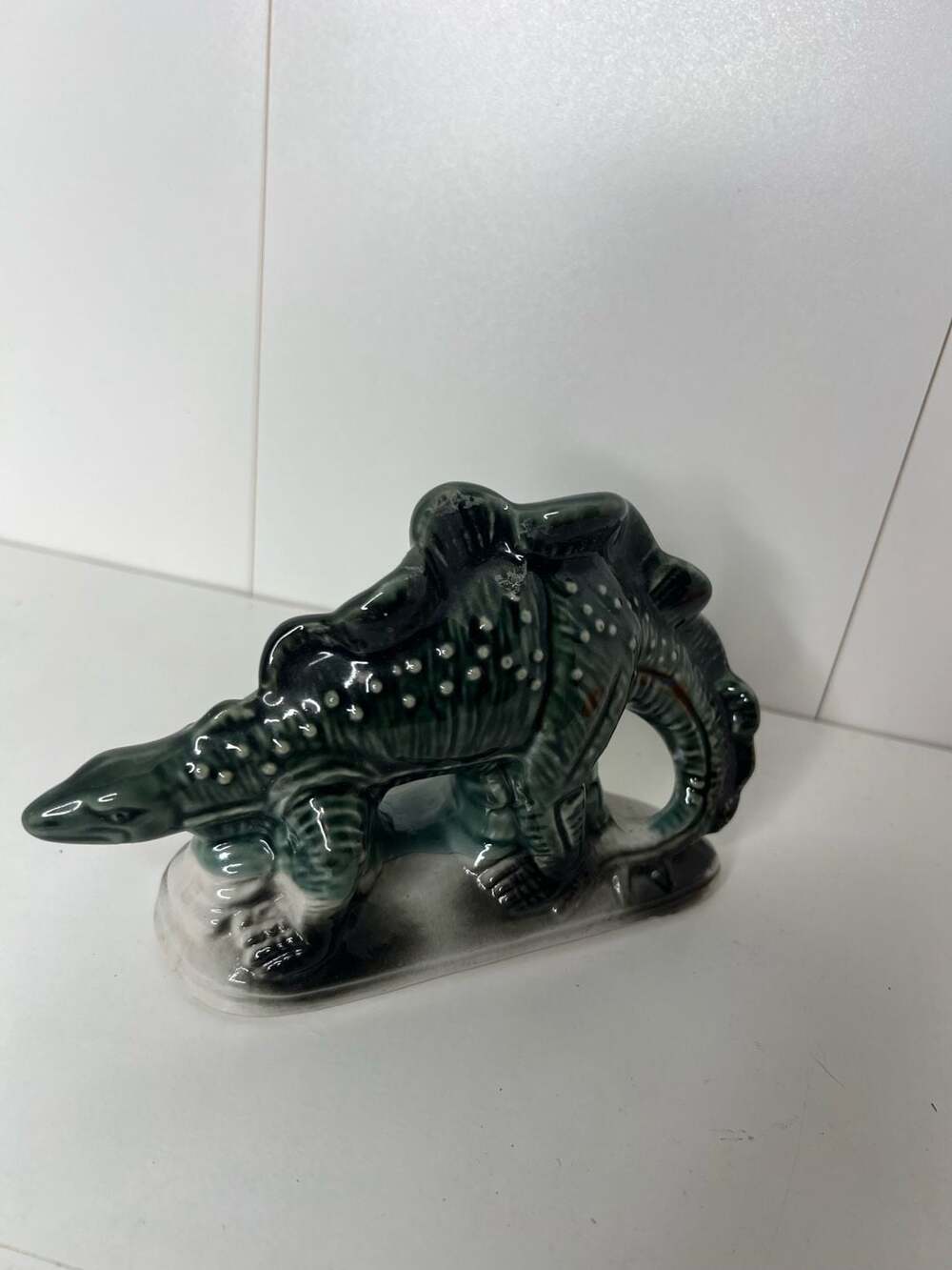 Vintage Ceramic Stegosaurus Dinosaur Figurine Made in Brazil